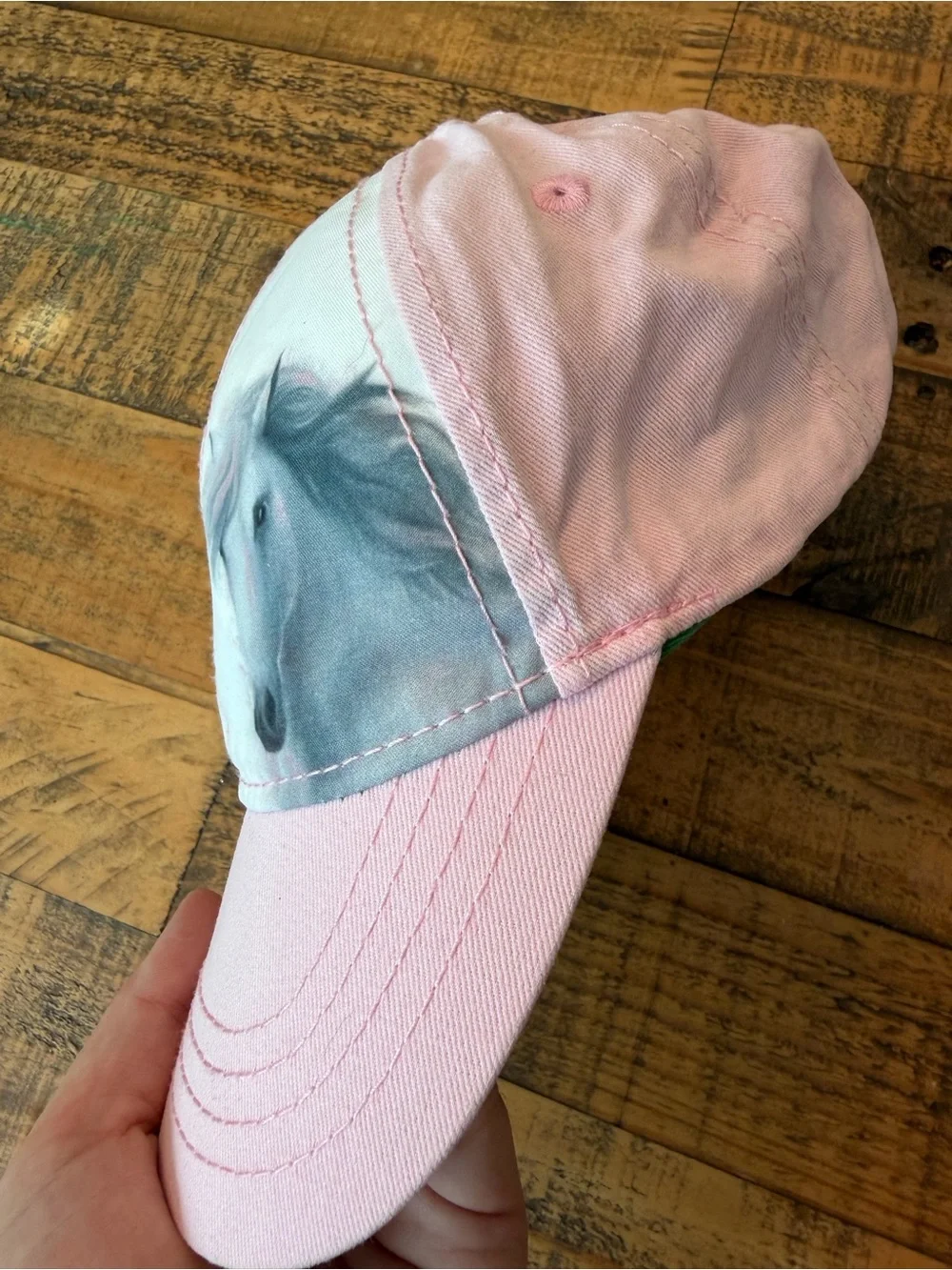 John Deere Pink and White Kids Baseball Cap with Horse